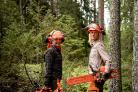 women in forest