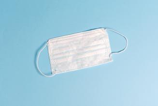 mask on blue background