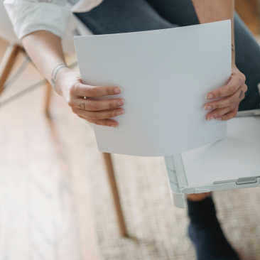 woman with paper