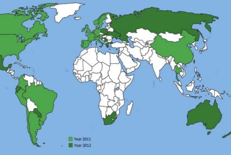 Countries where FSC labeled Tetra Pak packaging is sold.