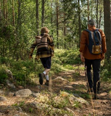 walking through forest