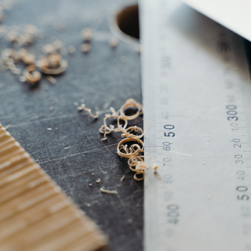 ruler and wood shavings